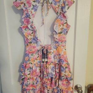 Open back tiered ruffle dress